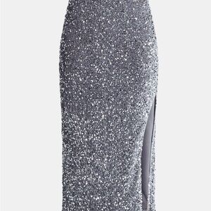Silver Sequin Pencil Skirt